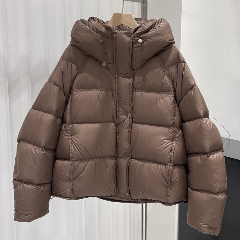 2025冬季新款泡芙羽绒服女短款连帽宽松面包服加厚白鸭绒保暖外套|undefined
