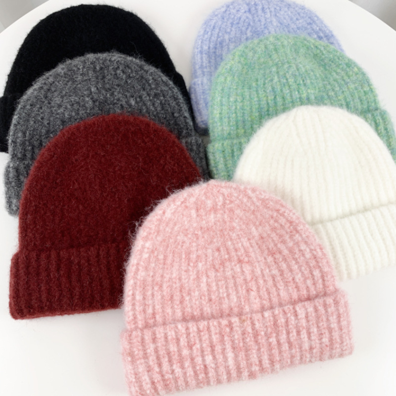 Cappello da donna in lana autunnale, semplice, versatile, tinta unita, lavorato a maglia, in cotone, stile coreano_voghion.com