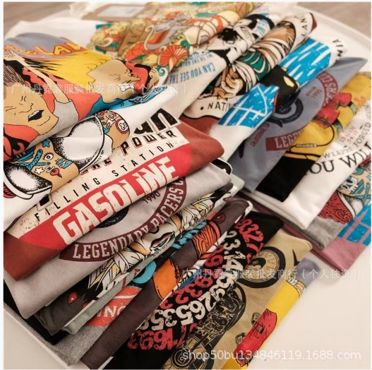 Foreign Trade Special Price Clothing, Cheap Stock Men's Short-Sleeve T-Shirts, Base Layer Shirts, Tops, Export Trade Low Price Wholesale