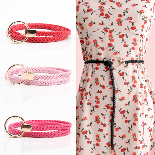 Factory Wholesale New Women's Fine Waist Belt Hand-woven Thin Belt Dress Decorative Versatile Casual Belt