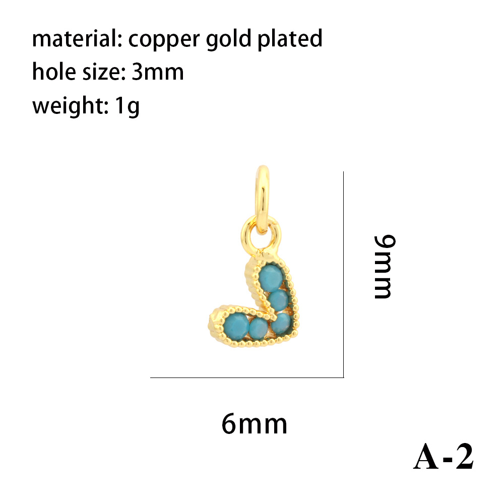 Copper Material 1 Piece Copper Zircon 18K Gold Plated Heart Shape Polished Pendant