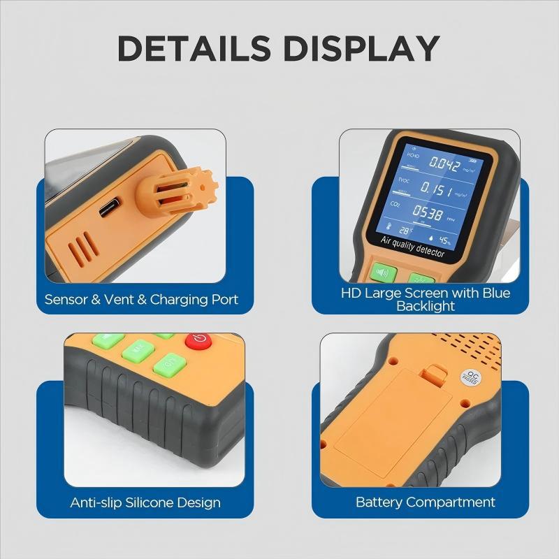 Air Quality Detector Carbon Dioxide Tester Co2 Tvoc Hcho Value Temperature Humidity Detection