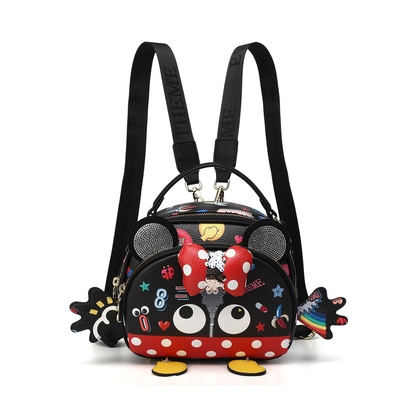 Damas lindas bolsas de moda de dibujos animados de animales, extraña impresión de patrón de ondulación con cremallera 2721 - 1 #