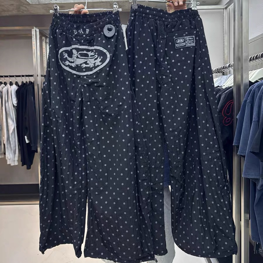 Korean Badblood Bcac Series Retro Polka Dot Casual Pants Women's Niche Pants Loose Pants Wide Leg Pants