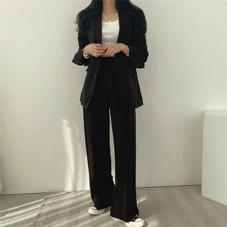 Комплект из штанов для отдыха, корейский стиль, женские брюки wide-leg и куртка, многоцветный, размеры S–XXXL