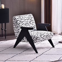 简约沙发椅中古风侘寂风设计款客厅复古实木休闲椅单人沙发
