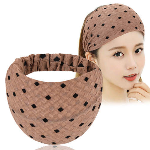 Fashionable Lady Polka Dot Wide Brim White Hair Band Yoga Running Exercise Hair Band Elegant Women Elastic Headwear Accessory