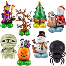 ins圣诞节雪人老人万圣节南瓜蜘蛛系列铝膜气球节日派对装饰布置