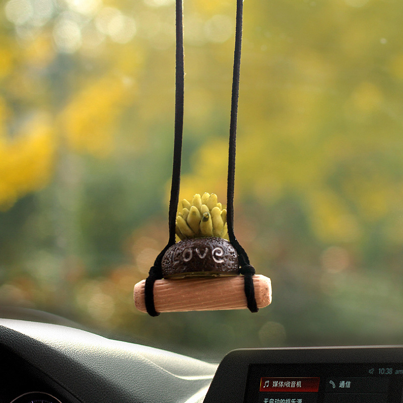 Nuevo colgante de coche de cactus lindo transfronterizo, espejo retrovisor, columpio, colgante de ciervo, decoración, accesorios de coche