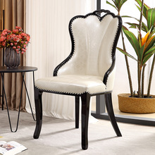 新款实木餐椅现代简约时尚创意家用餐厅酒店桌椅皮革靠背轻奢整装
