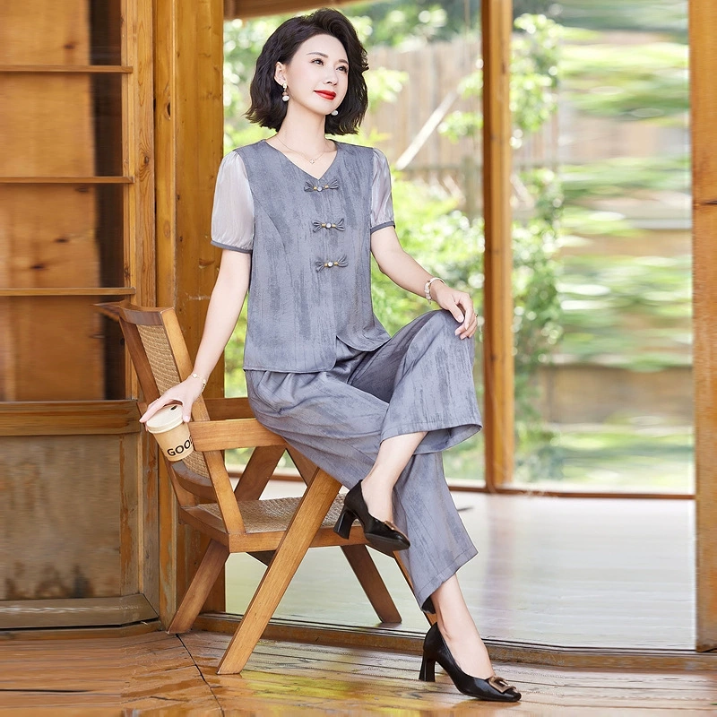 Новый китайский мамочка летний костюм миссис Широкий иностранный топ