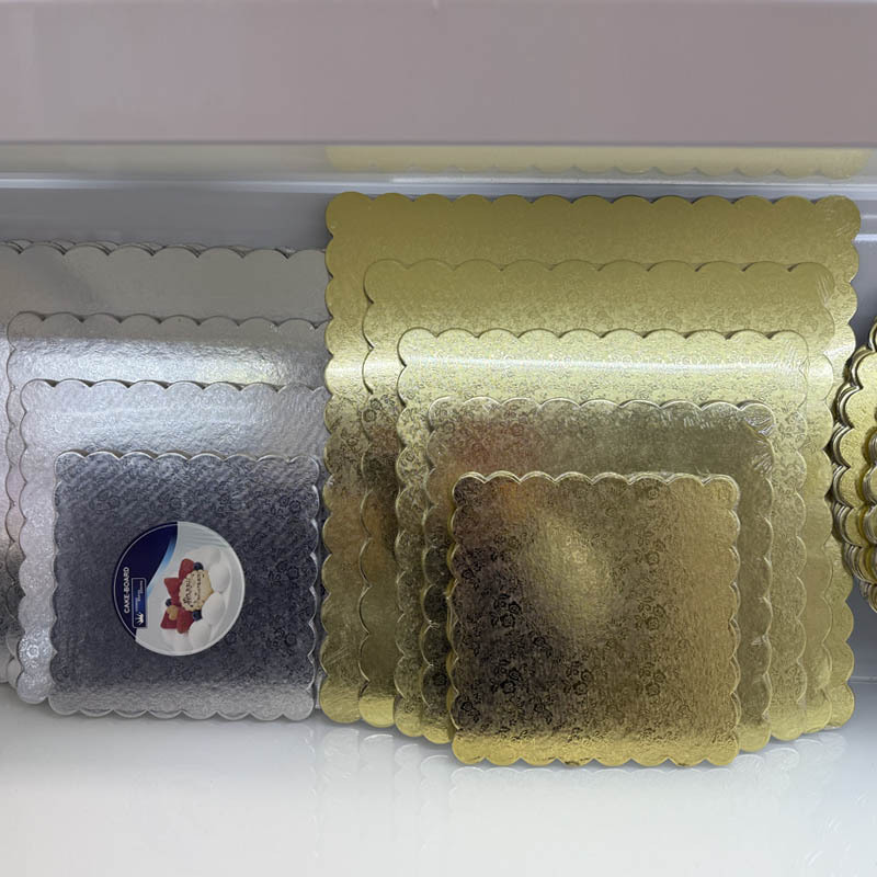 Base de pastel de papel engrosado cuadrado almohadilla bandeja de pastel plateada mousse de cumpleaños pastel de flip 2mm bandeja