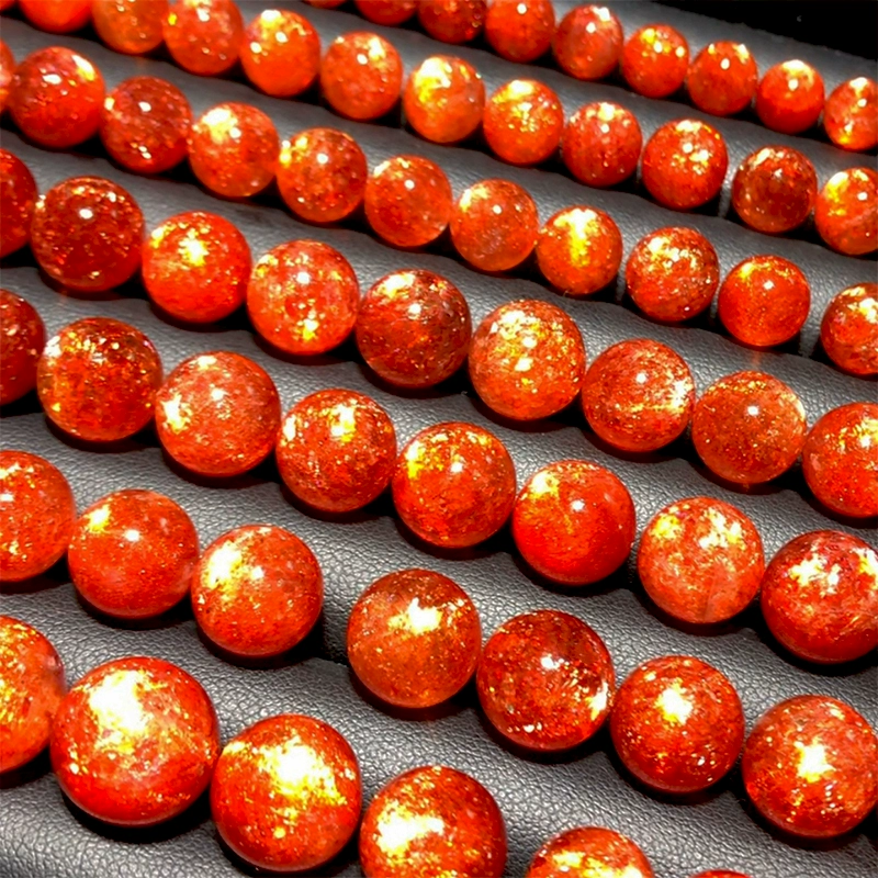 Натуральный золотой солнечный браслет с одной бусиной, оранжево-красный солнечный камень, свободный браслет из бисера, супер семь, золотой клубничный кристалл, солнечный камень, лунный свет, женский браслет
