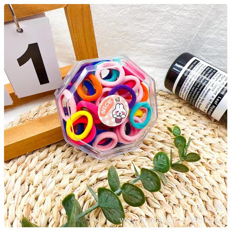 2024 color caramelo cuerda de cabello caja octogonal de banda de goma para niños cabello anillo de cabello cuerda de cabeza dulce lindo pequeño fresco