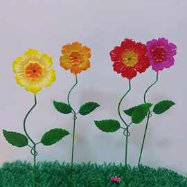 新款网红装饰4色花朵铁艺花园插件五金工艺品挂饰家居壁饰