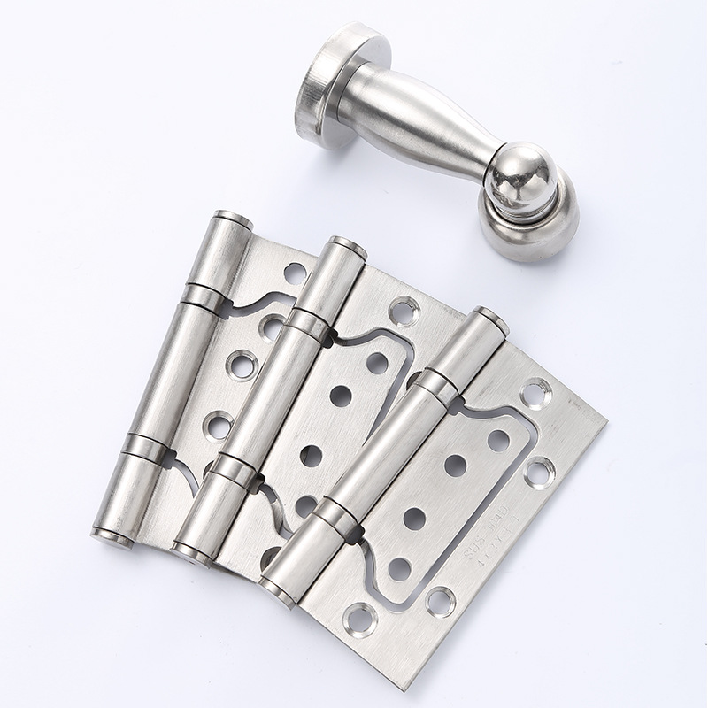 Stainless steel door hinge door magnet three-in-one set wooden door silent 4-inch no-drilling mother and son hinges hardware wholesale