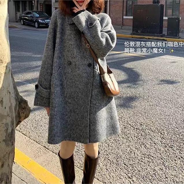 New Double-Sided Wool Autumn and Winter Coat for Women, Mid-Length Woolen Cape, Hepburn Style, Simple Commuter Jacket Manufacturer