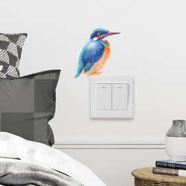 尚易SP-KG023卡通水彩鸟客厅卧室墙贴自粘开关装饰厂家批发开关贴