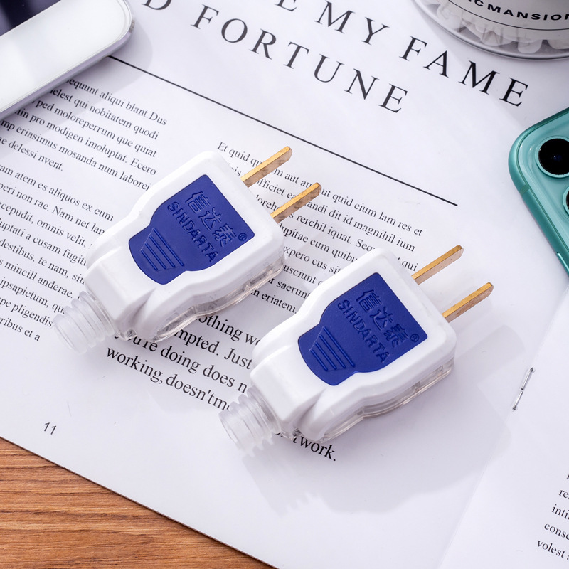 Xinda Tai PC material drop-resistant two-pole power plug only high power translucent two-pole fixed plug only