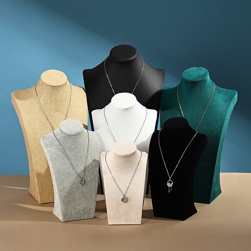 Pu Leather H-Shaped Neck Necklace Display Stand Velvet High-End Jewelry Storage Rack Live Night Market Stall Jewelry Rack