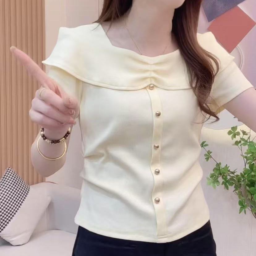 短袖恤衫女夏季新款小个子宽松显瘦时尚洋气百搭减龄气质上衣潮