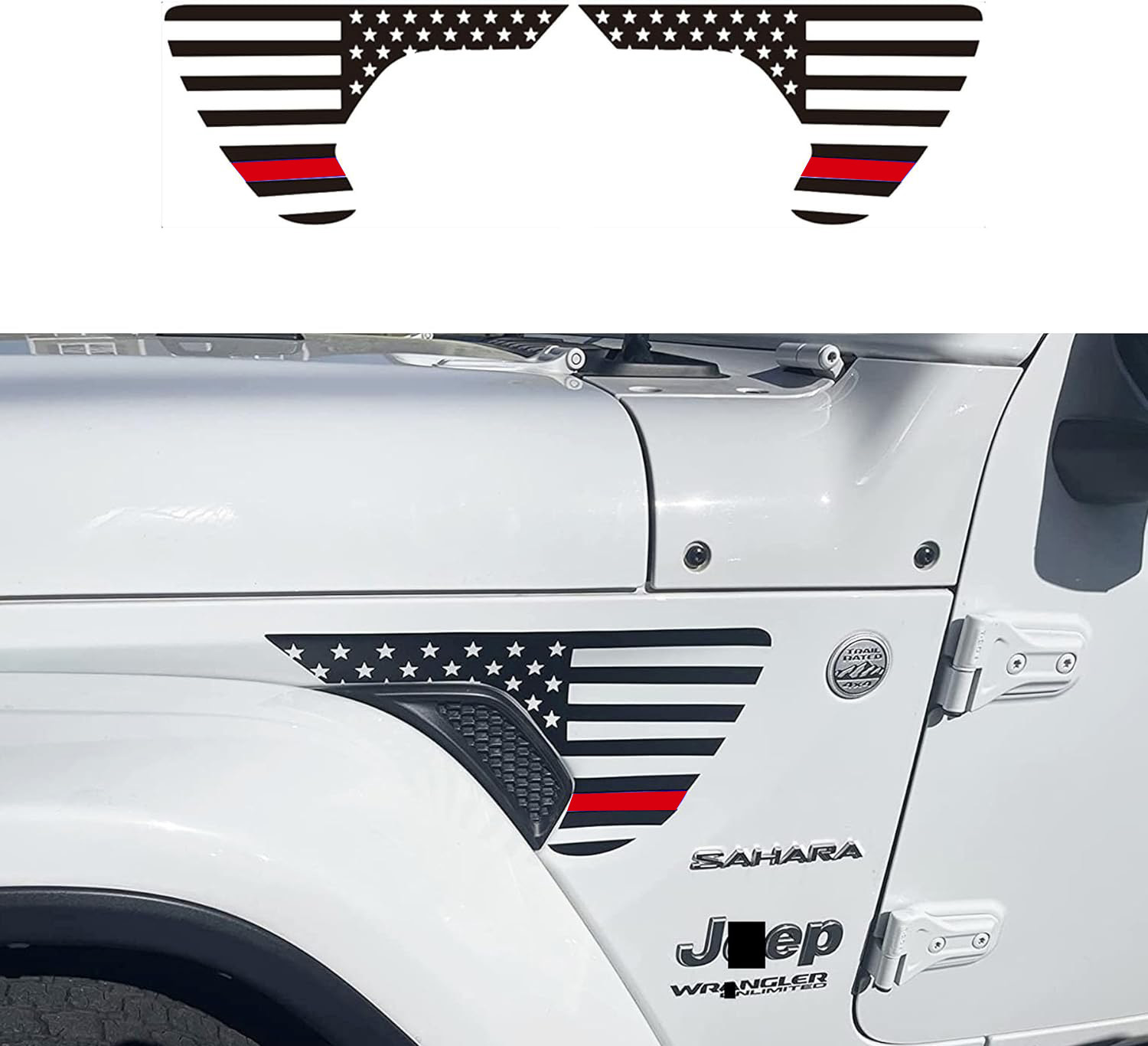 Para Jeep Wrangler Jeep side block Vent etiqueta de la bandera Americana JL2018-2021 Gladiador image 7