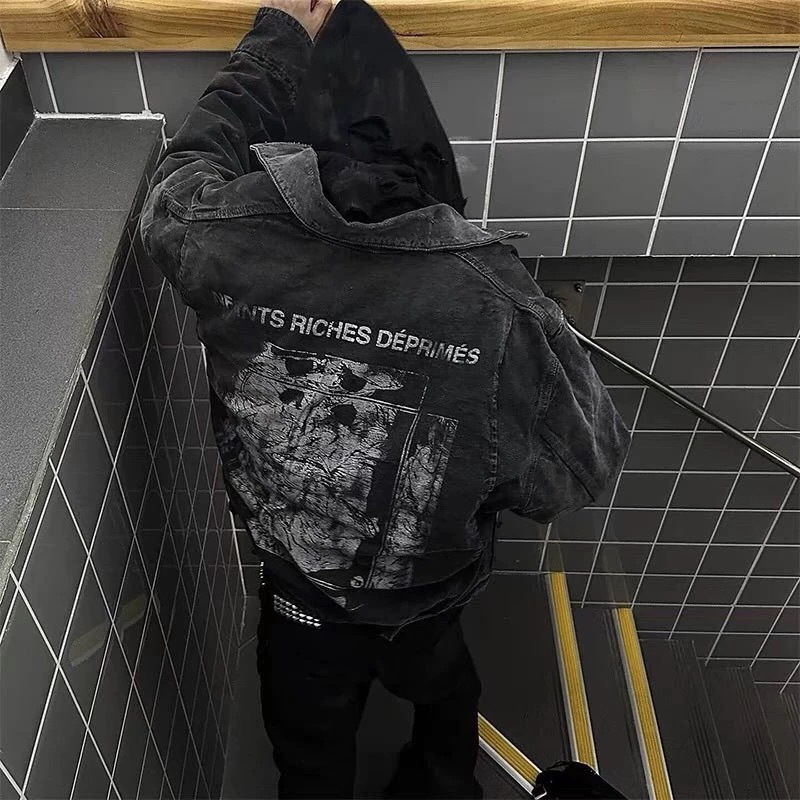 24ss Autumn High Street ERD Heavy Detroit Lassel Canvas Relaxed Loose Denim Jacket for Men and Women