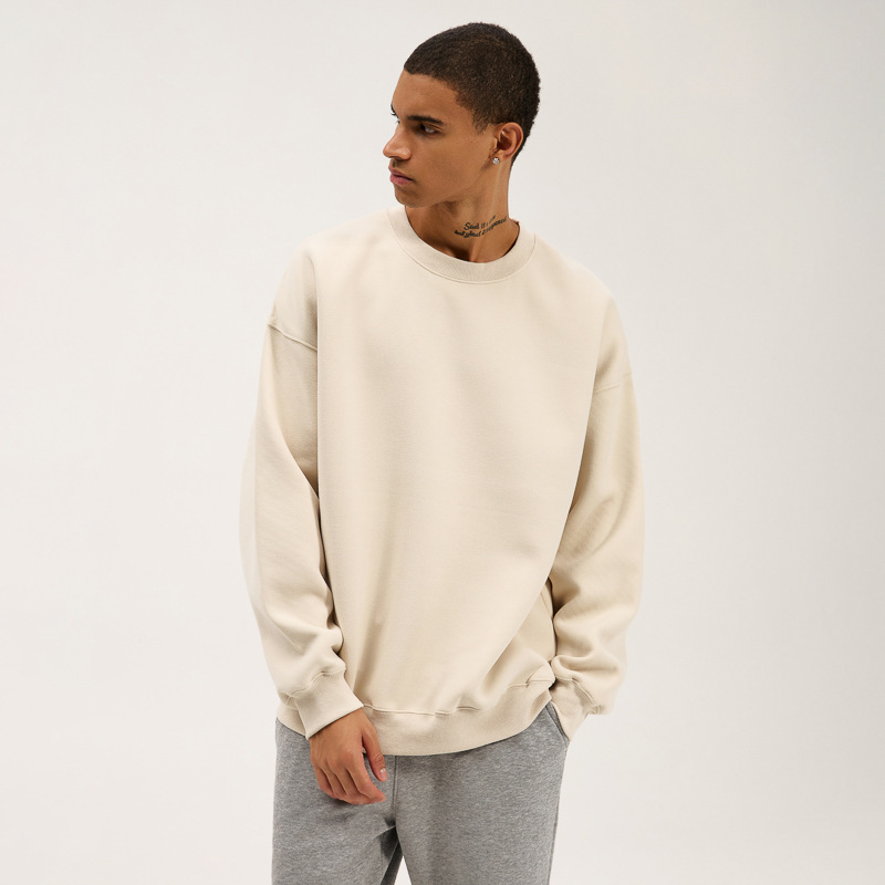 Winter New Pullover Sweater 420g Composite Imitation Cotton Crew Neck Sweater, Couple Casual Versatile Sweater_voghion.com