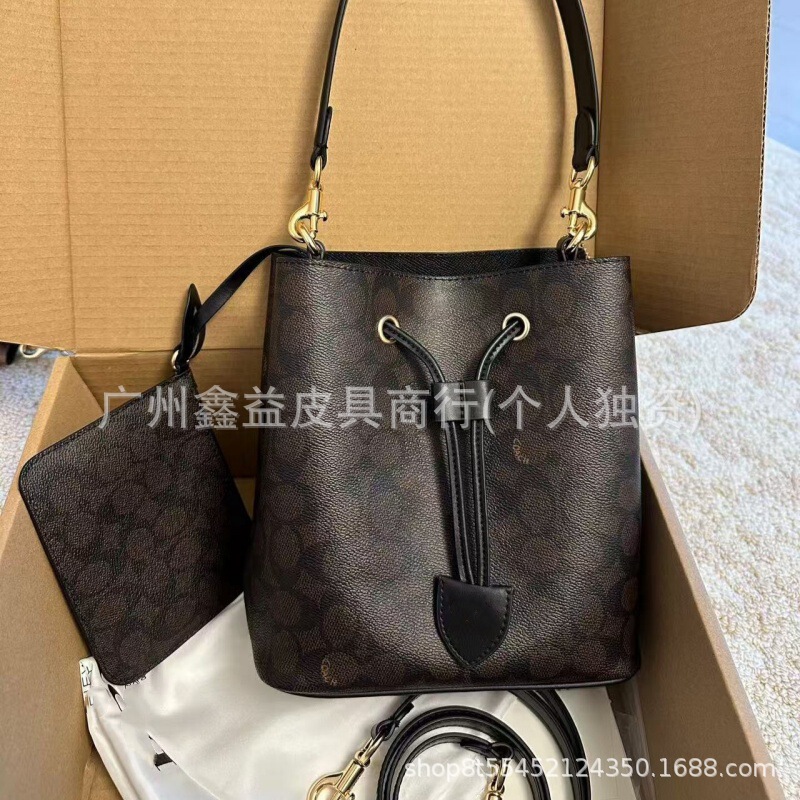 Kou C Brand 26 New Model Rowan Fortune Bucket Bag Vintage Monogram Drawstring Tote Bag Single Shoulder Handbag Underarm Women's Bag