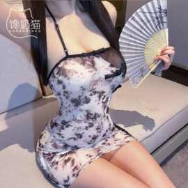 馋奶猫性感情趣内衣纯欲风小胸古风旗袍制服免脱睡衣ny衣服女X79
