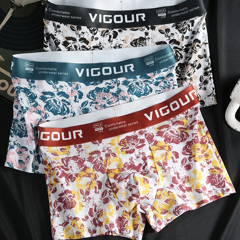 Forest Rose Men's Underwear Boxer Briefs Cotton Personalized Fashion Trend Simple and Comfortable Boys' Boxer Shorts