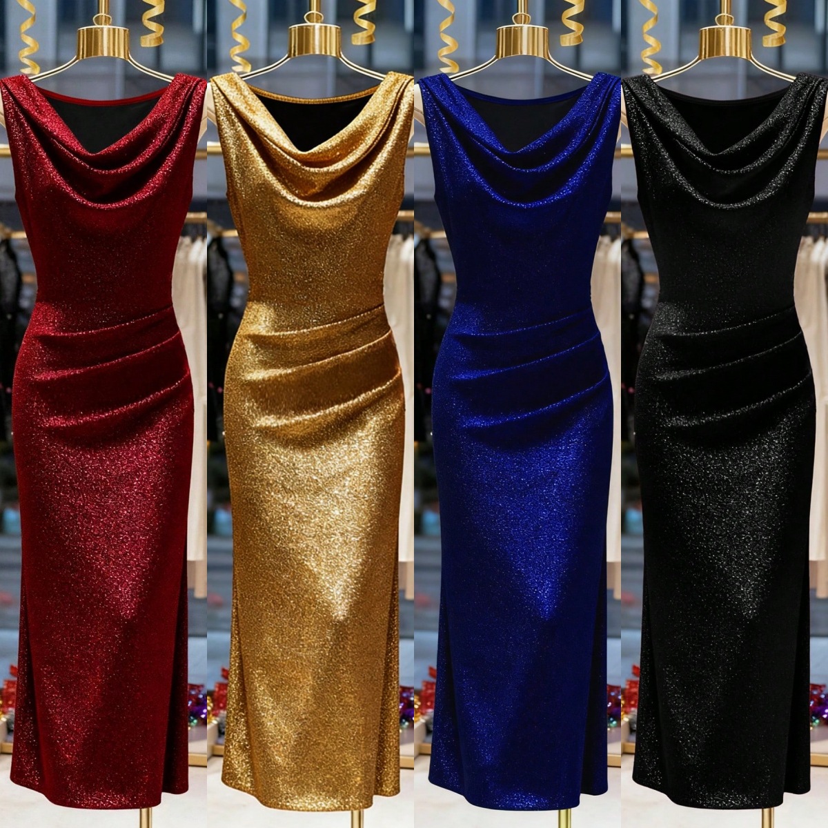 Elegante glitter bodycon jurk met split voor feest en receptie_voghion.com