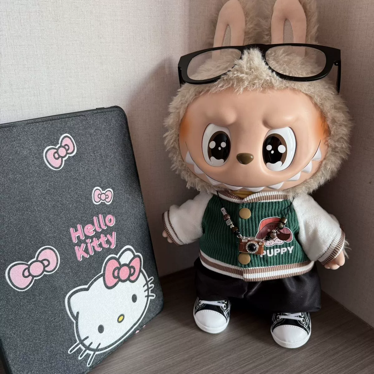 38 см виниловая плюшевая одежда для куклы Labubu, костюм для куклы Labubu, стиль Campus Senior, Daxia Labubu