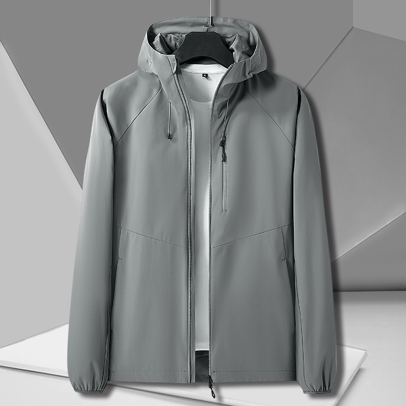 남성용 후드 두꺼운 재킷, 나일론 신축성 윈드브레이커, 다용도 단색 상의, 캐주얼 재킷 23301910