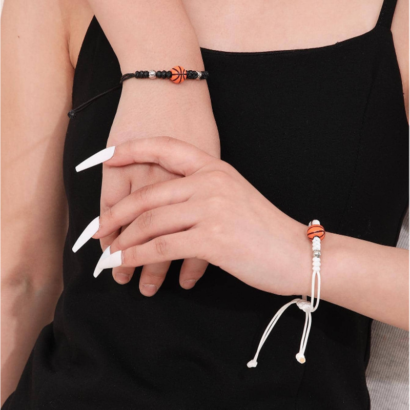 Yunjin transfronteriza Venta caliente hilo de cera tejida baloncesto pareja pulsera equipo fans fiesta regalo pulsera en stock