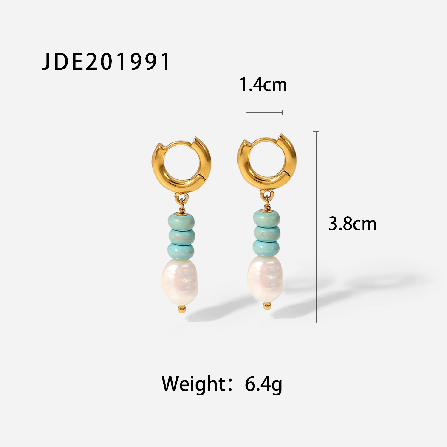 Fashion Green Stone Pearl Pendant Stainless Steel 18k Gold Earrings display picture 4