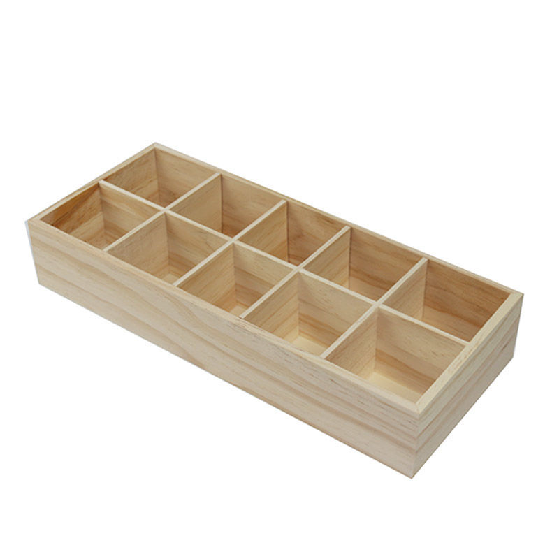 Caja de almacenamiento de madera para dormitorio, compartimentos divididos para organizar calcetines y ropa interior, caja de exhibición de joyas sin tapa de madera maciza, multifuncional