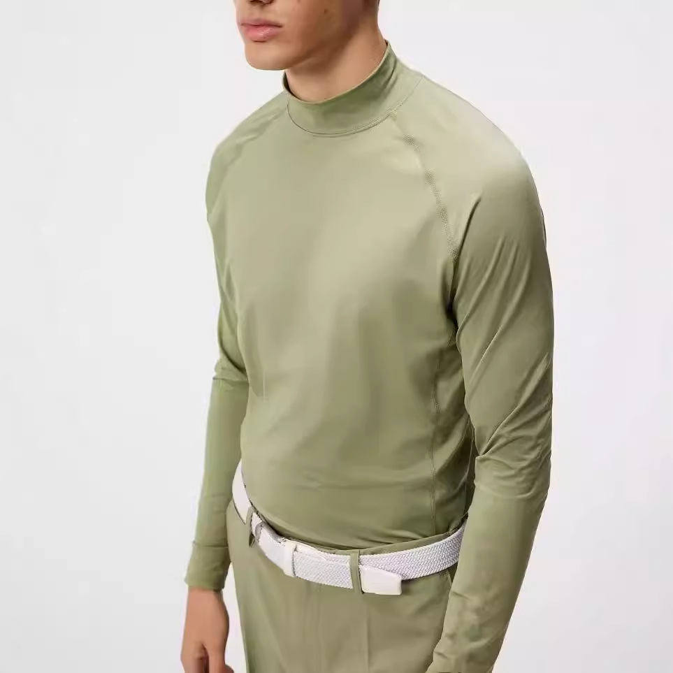 Customized Autumn Winter Golf Wear Outdoor Sportswear Men Long Sleeve Solid Color Quick Dry T-Shirt Elastic High Quality Processed