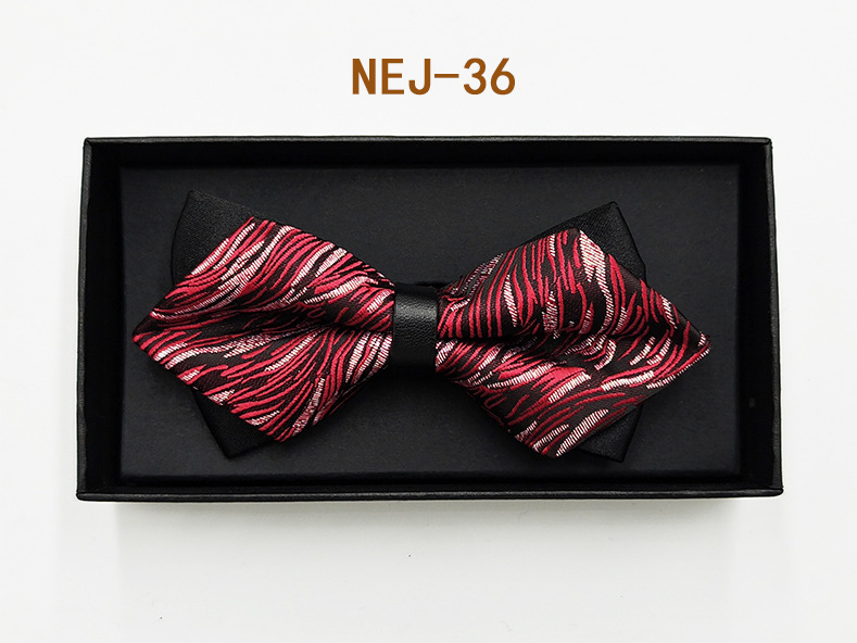 Pajarita negra de color sólido para hombre Boda británica Boda novio padrino traje camisa arco caja de regalo embalaje