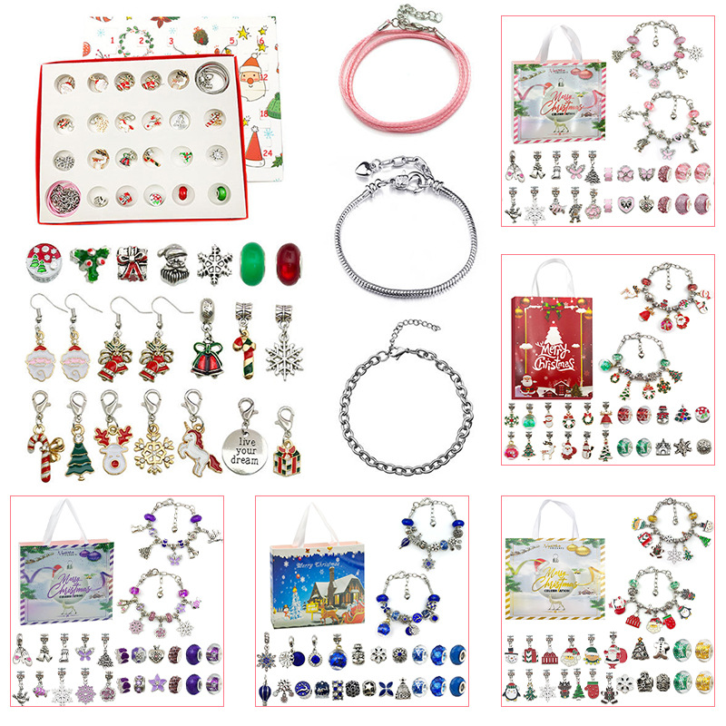 10 colores nuevo 24 rejilla cuenta atrás calendario ciego caja conjunto de los niños hechos a mano de bricolaje pulsera de cuentas joyería transfronteriza caliente