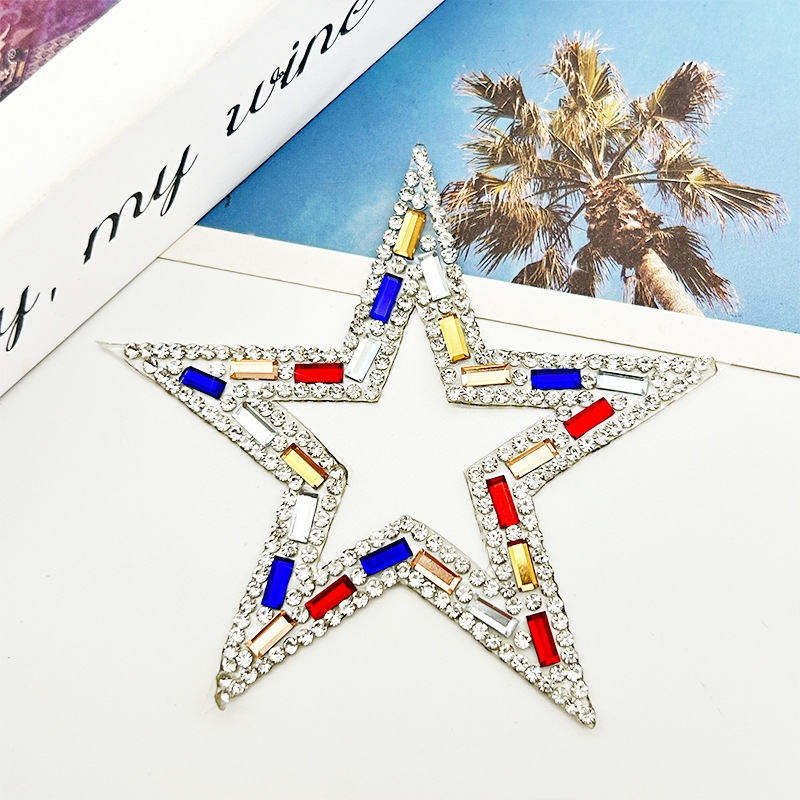 Diy boutique estrella de cinco puntas pegatinas de diamantes de imitación huecos accesorios para el hogar accesorios de ropa diamantes calientes pegatinas de patrones autoadhesivos diamantes