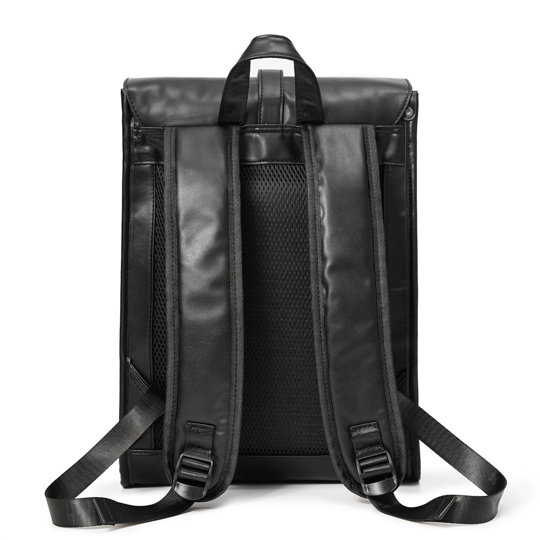 Black Oil Wax Leather Backpack 7