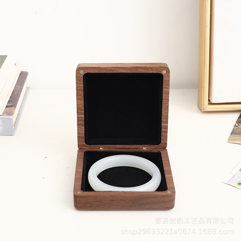 Black walnut wood bracelet and jewelry box, walnut storage and packaging box, dustproof wooden box for collection