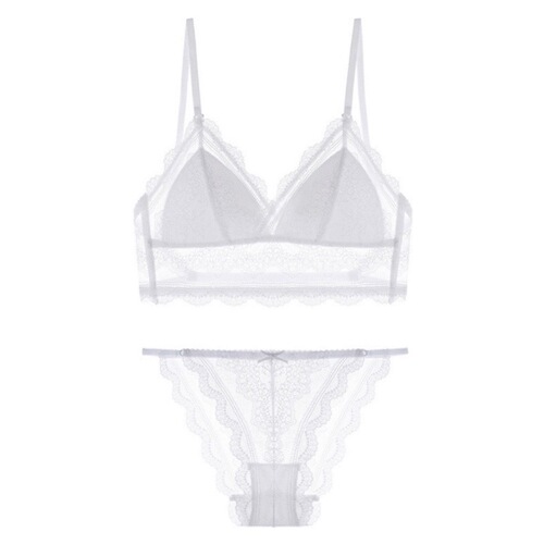 U-shaped beautiful back underwear, sexy lace, wire-free thin bra, French triangle cup bra set for women