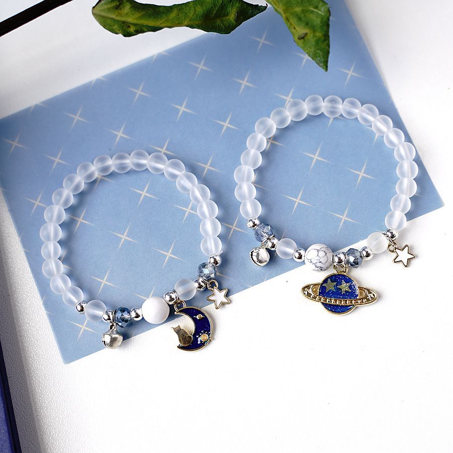 28g Weight Bracelets Classification 1 Piece Quantity Fashion Astronaut Moon Alloy Beaded Plating Women's Bracelets 1 Piece