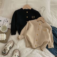 Stupid Shushu Spring and Autumn New Children's College Style Cardigan for Boys and Girls, Casual and Versatile Embroidered Stylish Cardigan Sweater