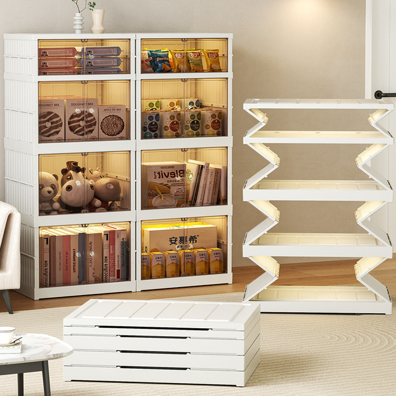 Armario de almacenamiento de plástico plegable sin instalación, para uso doméstico, para ropa, juguetes y artículos diversos de niños, gabinete de aperitivos para sala de estar