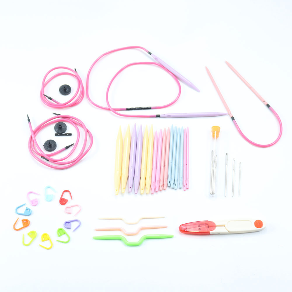 編織工具毛衣針 ABS塑料可拆卸 換繩環形針套裝 10付一套包裝