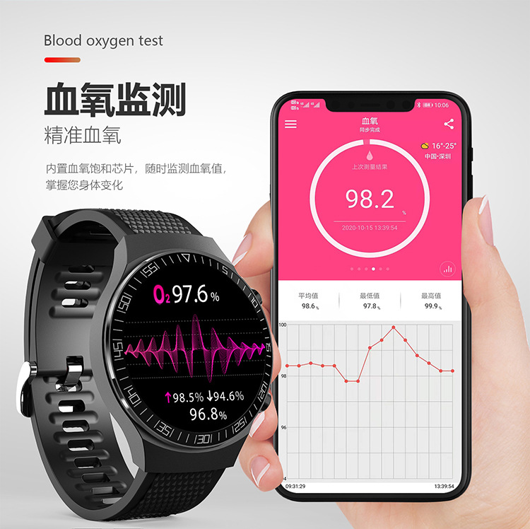Cross-border hot smart watch 1.3-inch round screen multifunctional Gt2 true rate blood pressure waterproof M88 smart watch