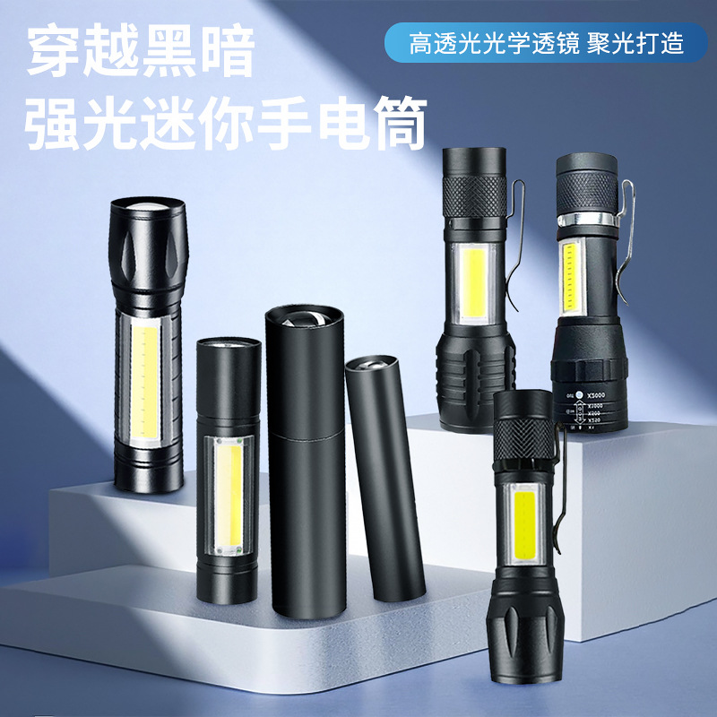 Linterna LED transfronteriza mini portátil luz lateral recargable Remoto Portátil al aire libre hogar pequeña linterna